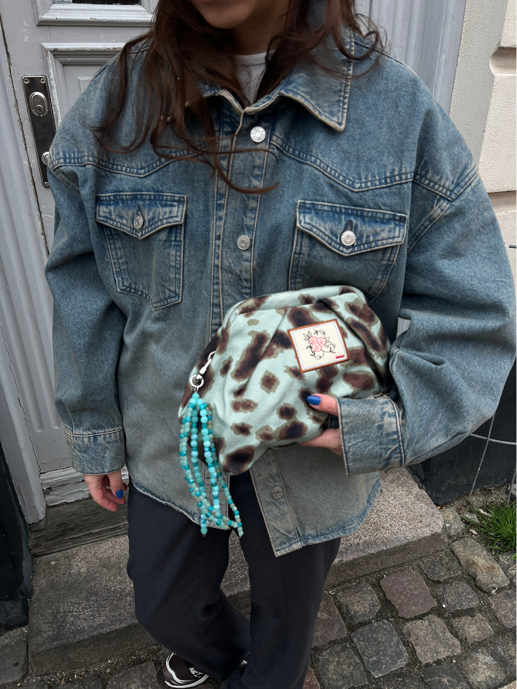 becks-ndergaard-leola-canvas-bonita-bag-clutch-aqua-gray-26x18 image 2