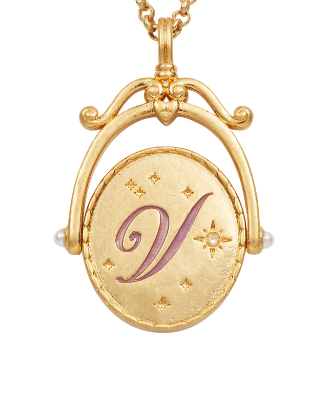 fable-england-jewellery-v-initial-violet-halskette-gold-buchstabe-v image 1