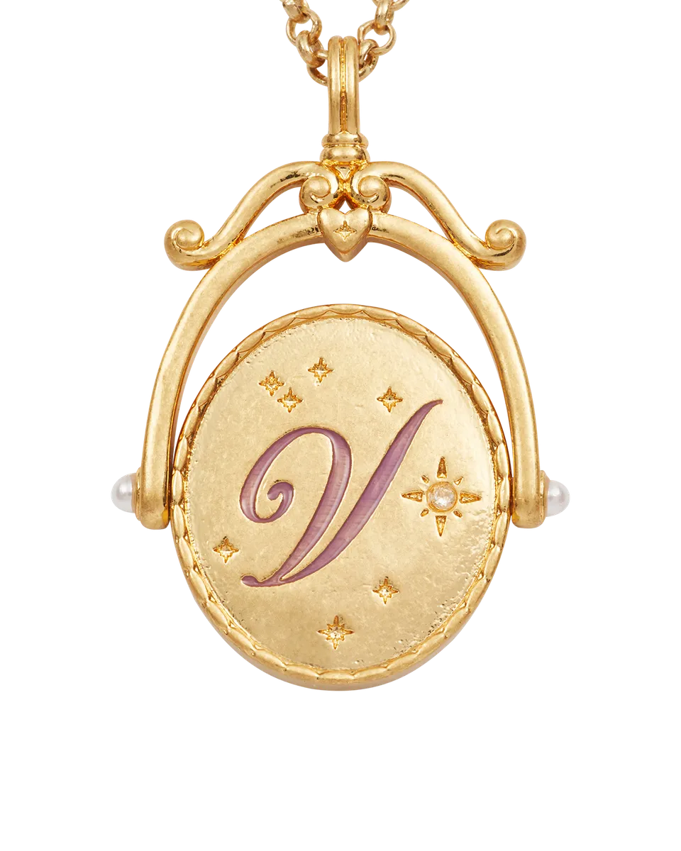 fable-england-jewellery-v-initial-violet-halskette-gold-buchstabe-v image 1