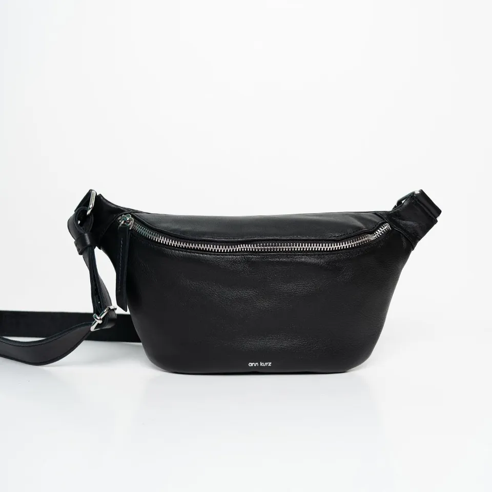 ann-kurz-bum-bags-bauchtasche-nappa-schwarz-silber image 1