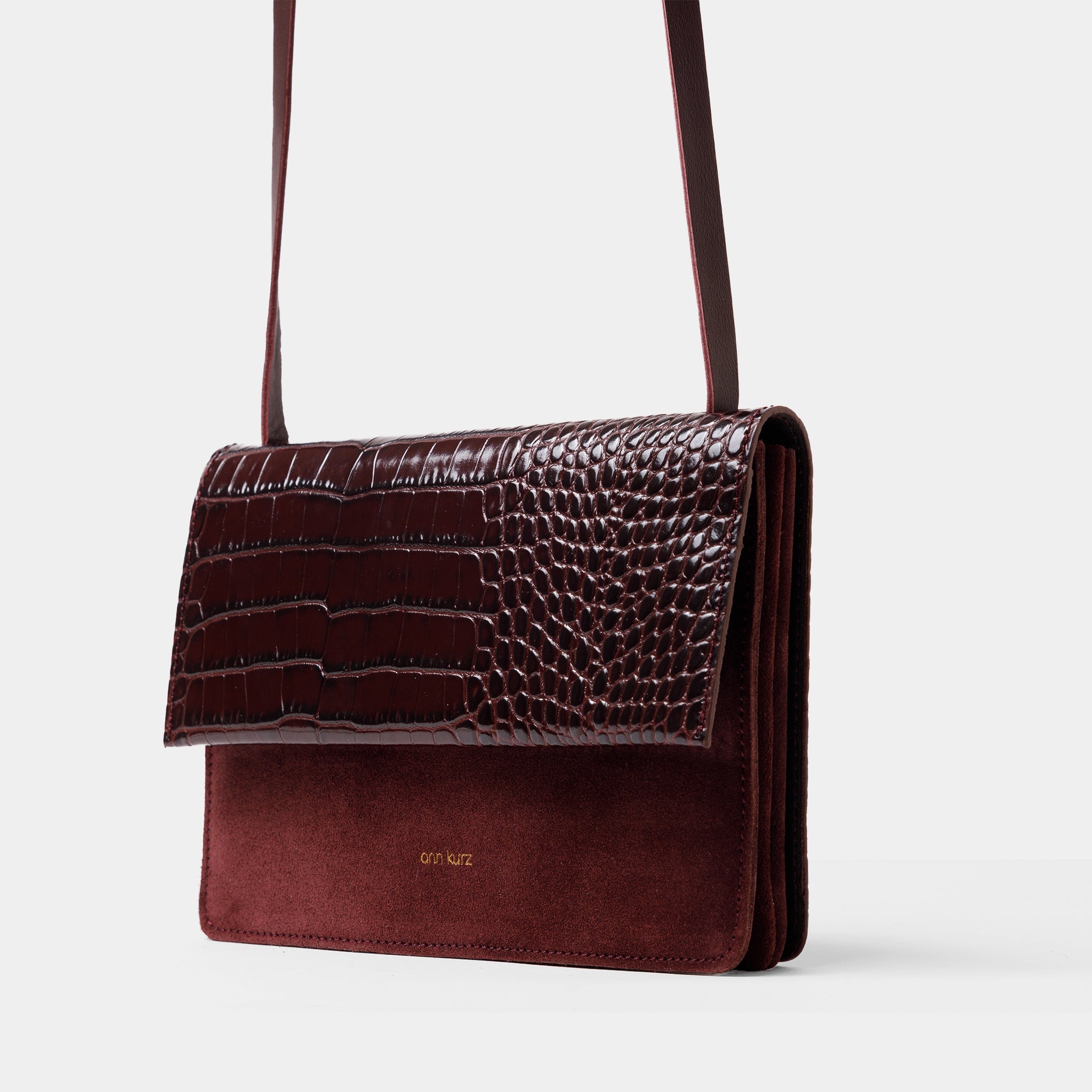 ann-kurz-phone-bag-medium-mix-croco-burgundy-handytasche-leder image 3