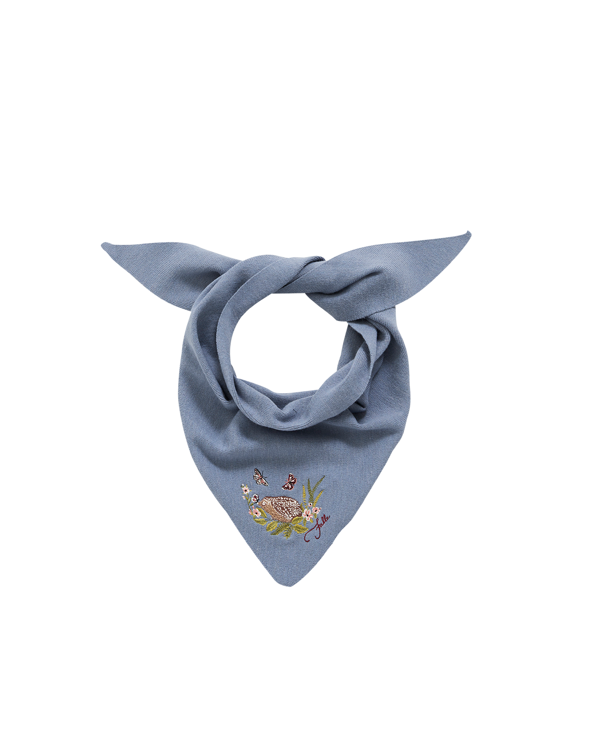 fable-england-hedgehog-dreieckstuch-schal-blau-stickerei image 1