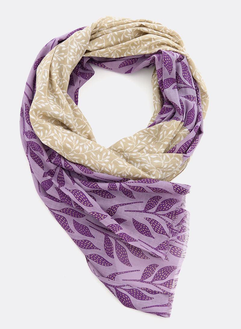 djian-good-friends-schal-baumwolle-lila-taupe-floral image 1
