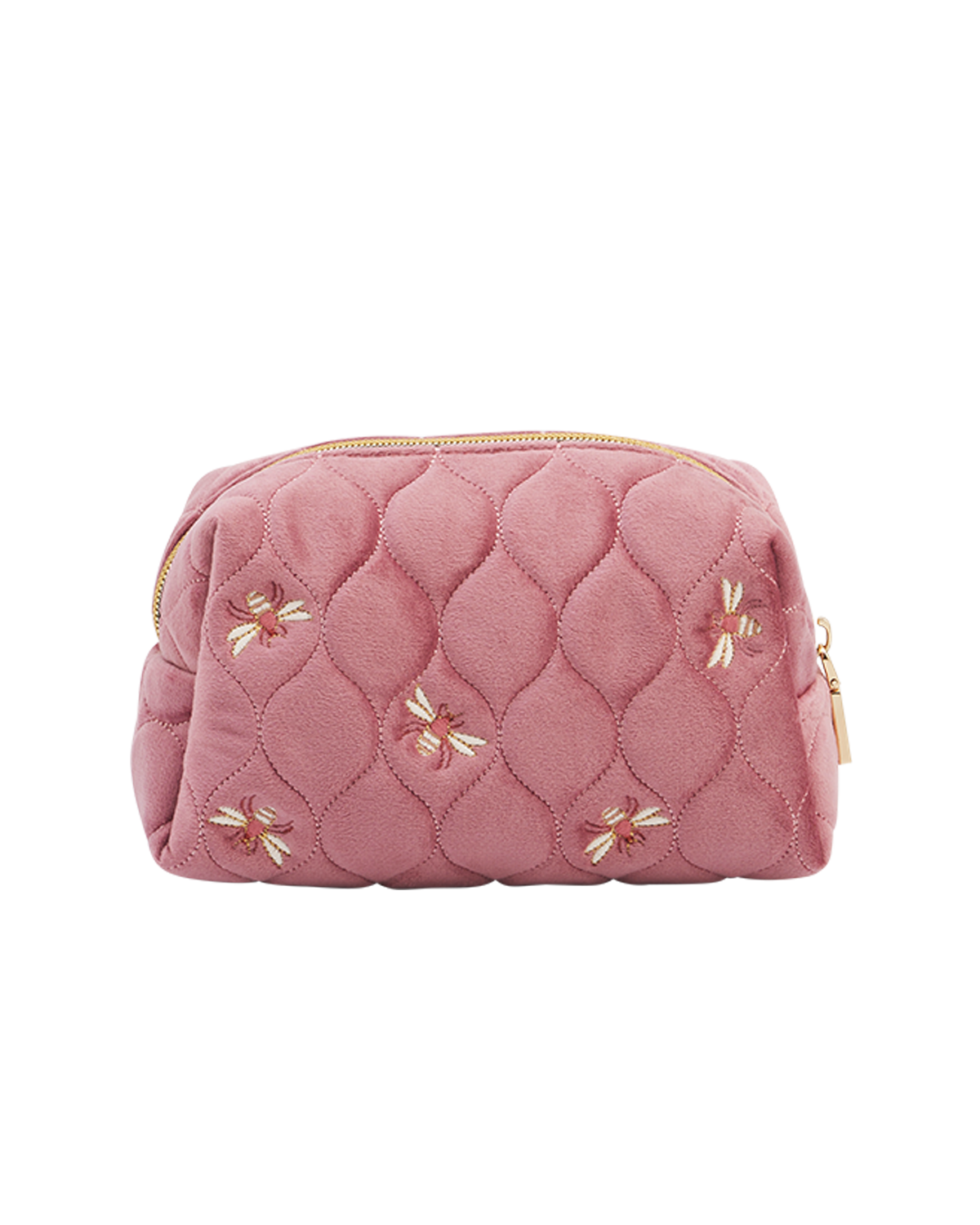 fable-england-quilted-bee-kosmetiktasche-rosa-samt-gesteppt image 3
