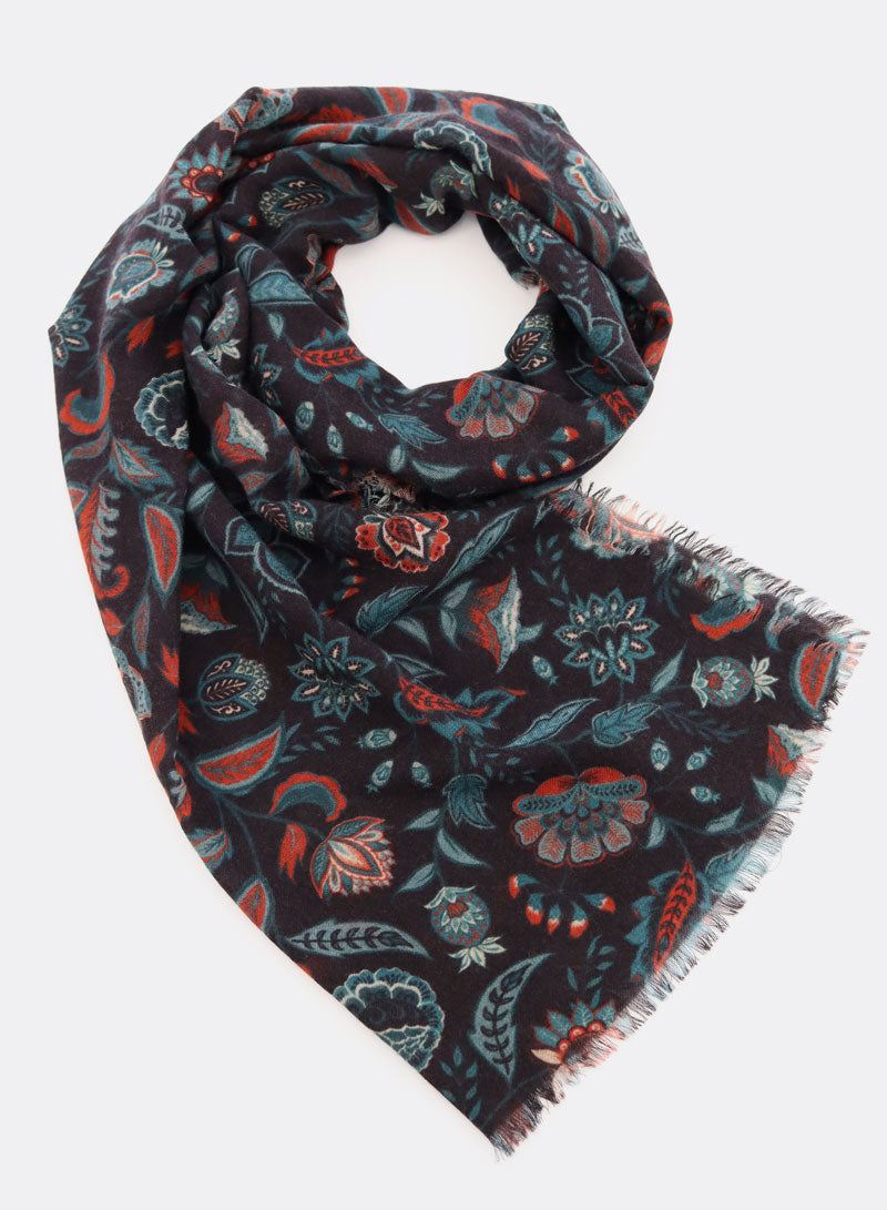 djian-marlene-schal-merinowolle-schwarz-bunt-floral image 2