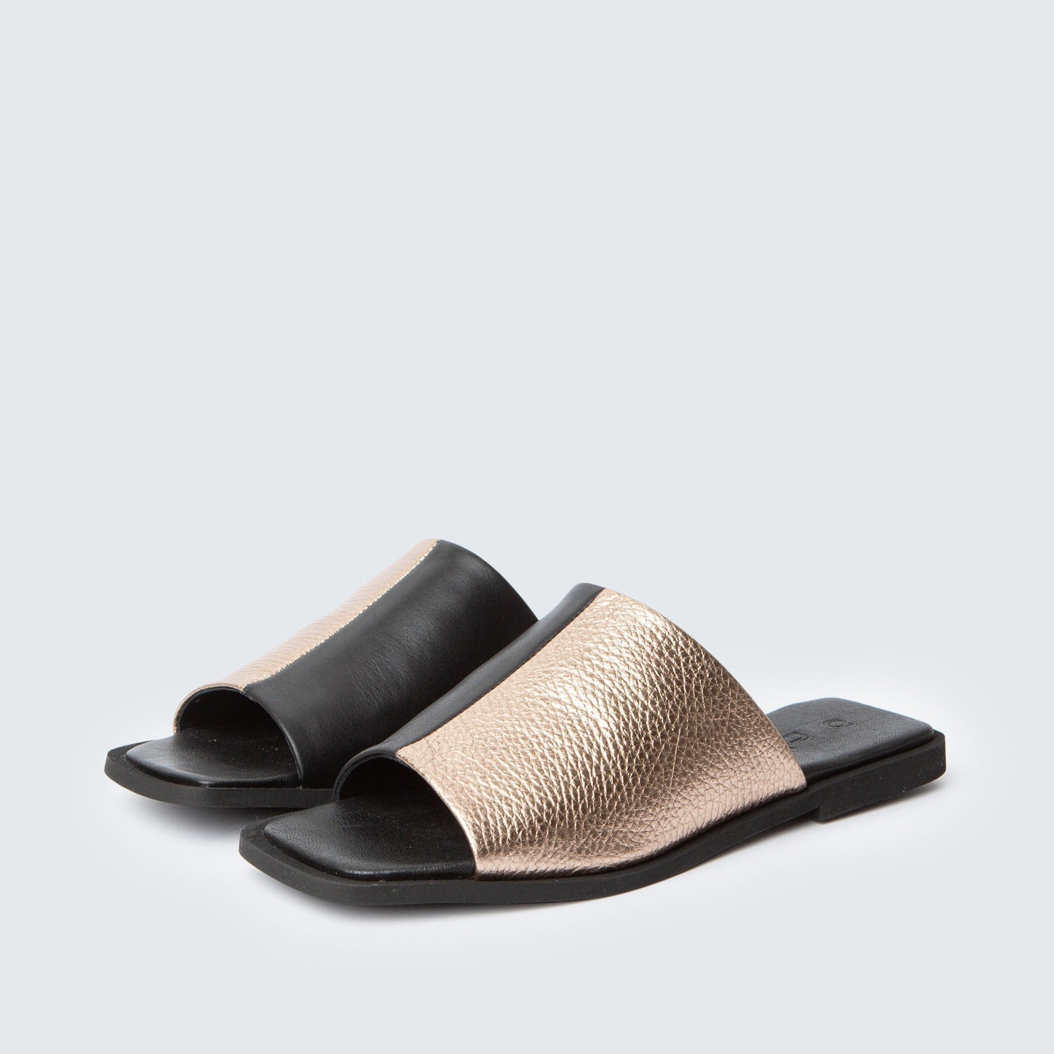 ann-kurz-flat-duo-pantoletten-leder-ros-schwarz-flach image 1