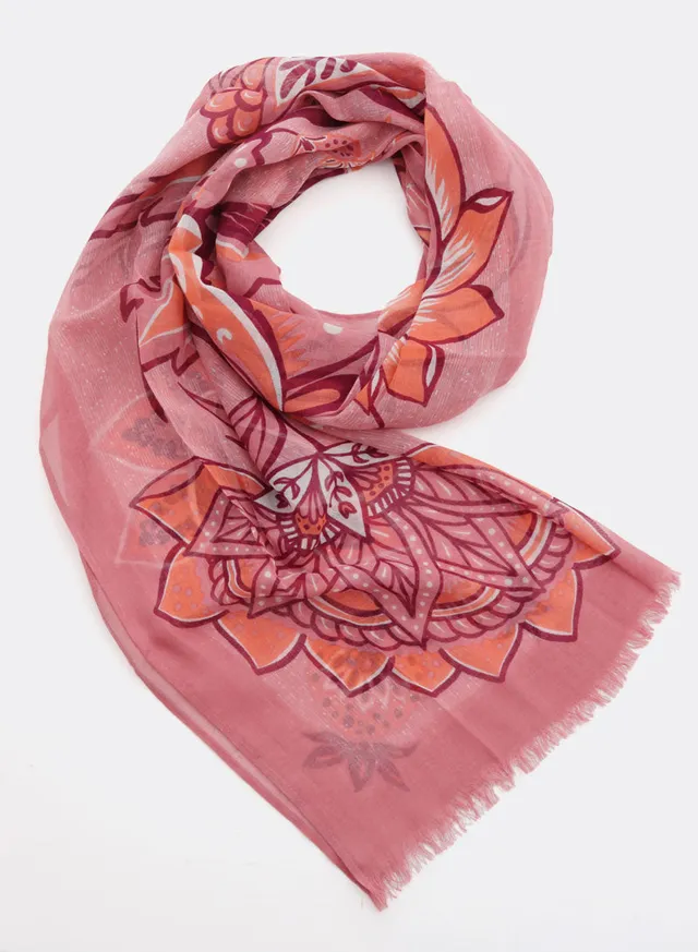 djian-dala-schal-baumwolle-rosa-rot-floral image 1