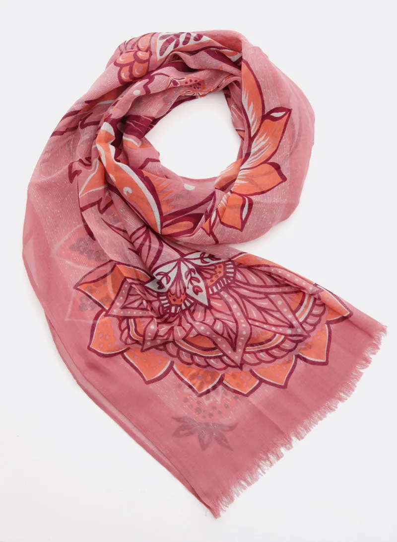 djian-dala-schal-baumwolle-rosa-rot-floral image 1