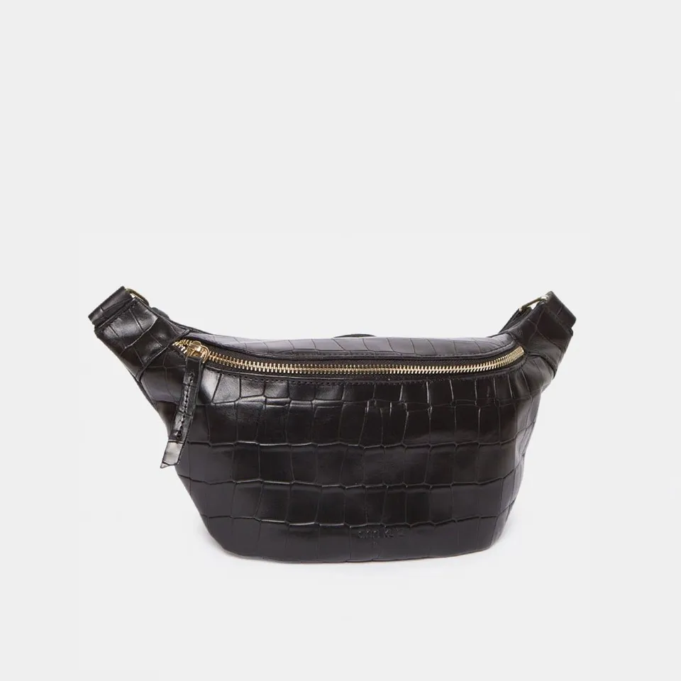 ann-kurz-fanny-pack-g-rteltasche-kroko-schwarz-leder image 1