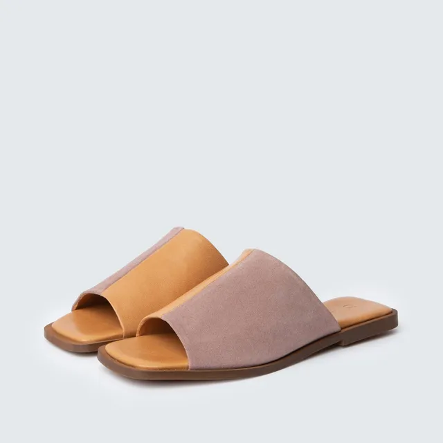 ann-kurz-flat-duo-pantoletten-leder-antico-ginger-flach image 1