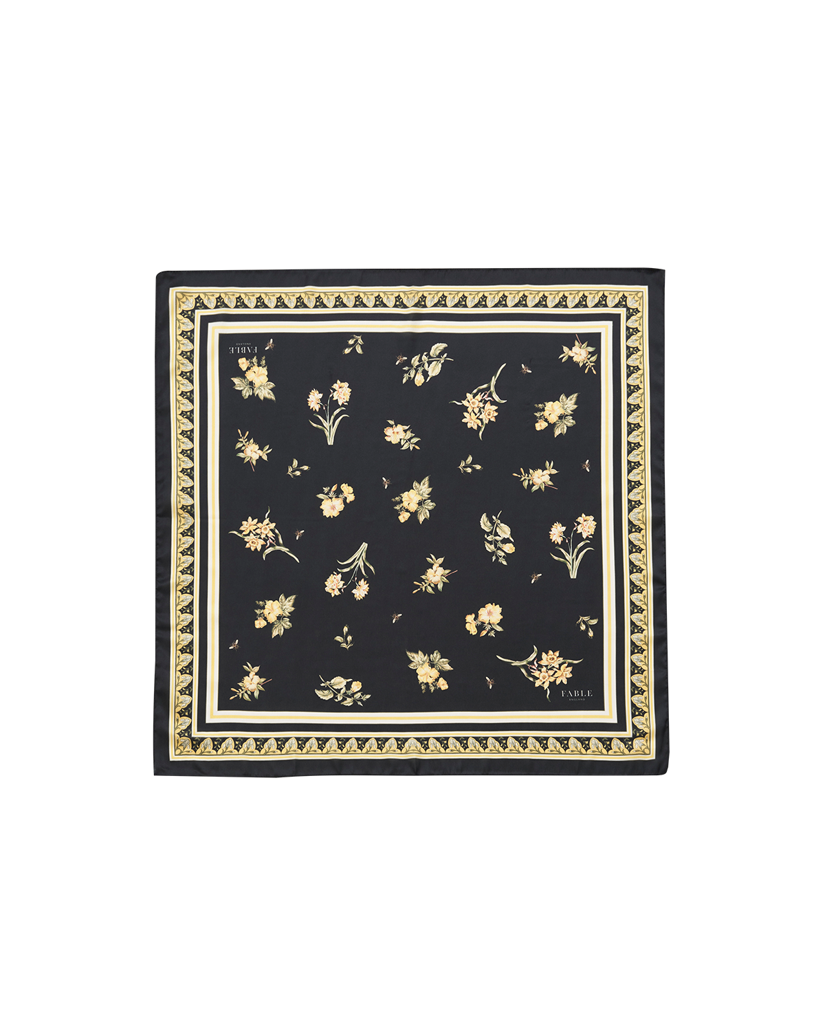 fable-england-nouveau-floral-vierecktuch-schal-schwarz-gelb image 1