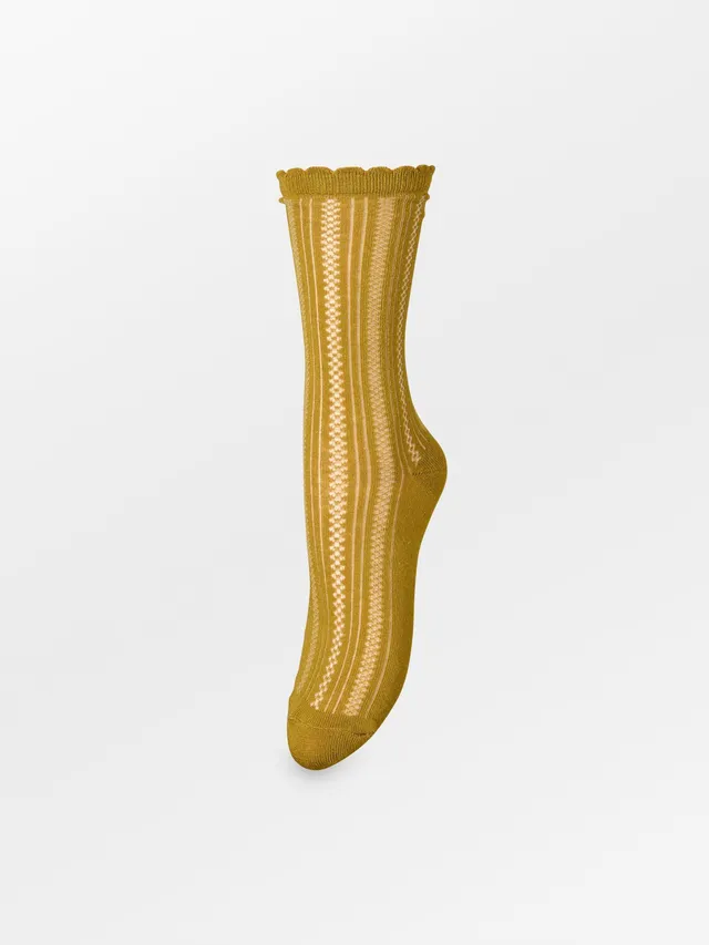 becks-ndergaard-crochia-cotta-socke-yellow-olive-baumwolle image 1