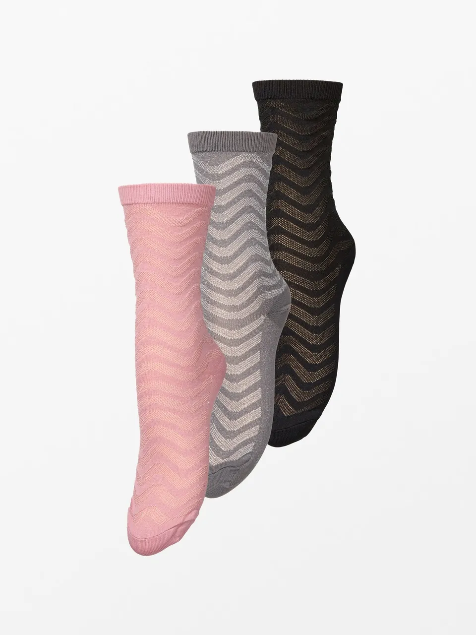 becks-ndergaard-mina-glitter-socke-3er-schwarz-grau-pink image 1