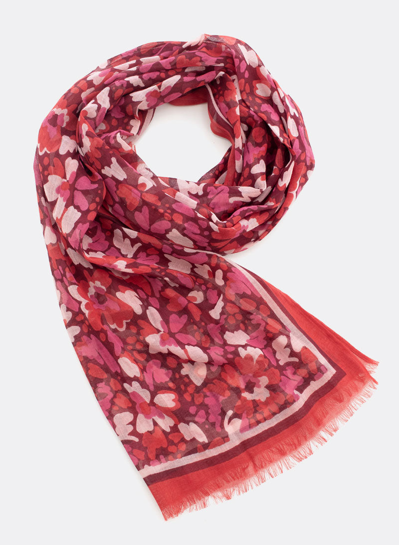 djian-elsa-schal-bio-baumwolle-floral-rot-70-x-190-cm image 1