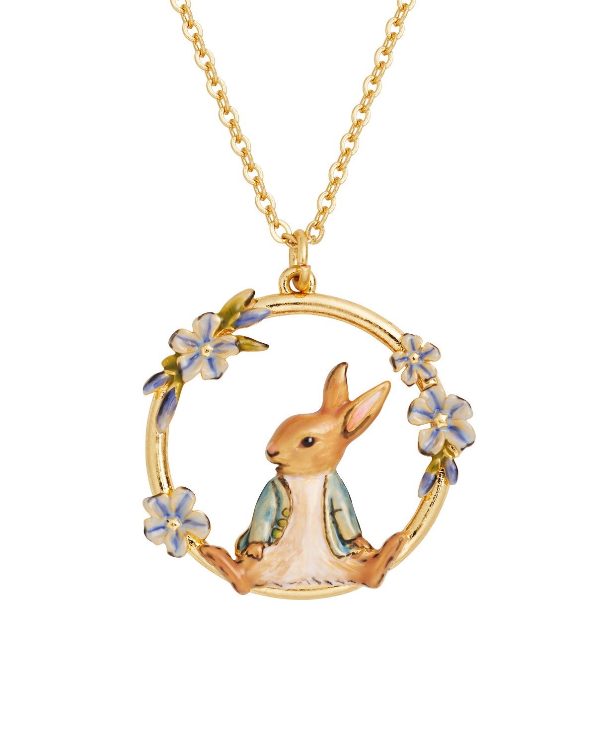 fable-england-peter-rabbit-vergissmeinnicht-kette-gold image 1