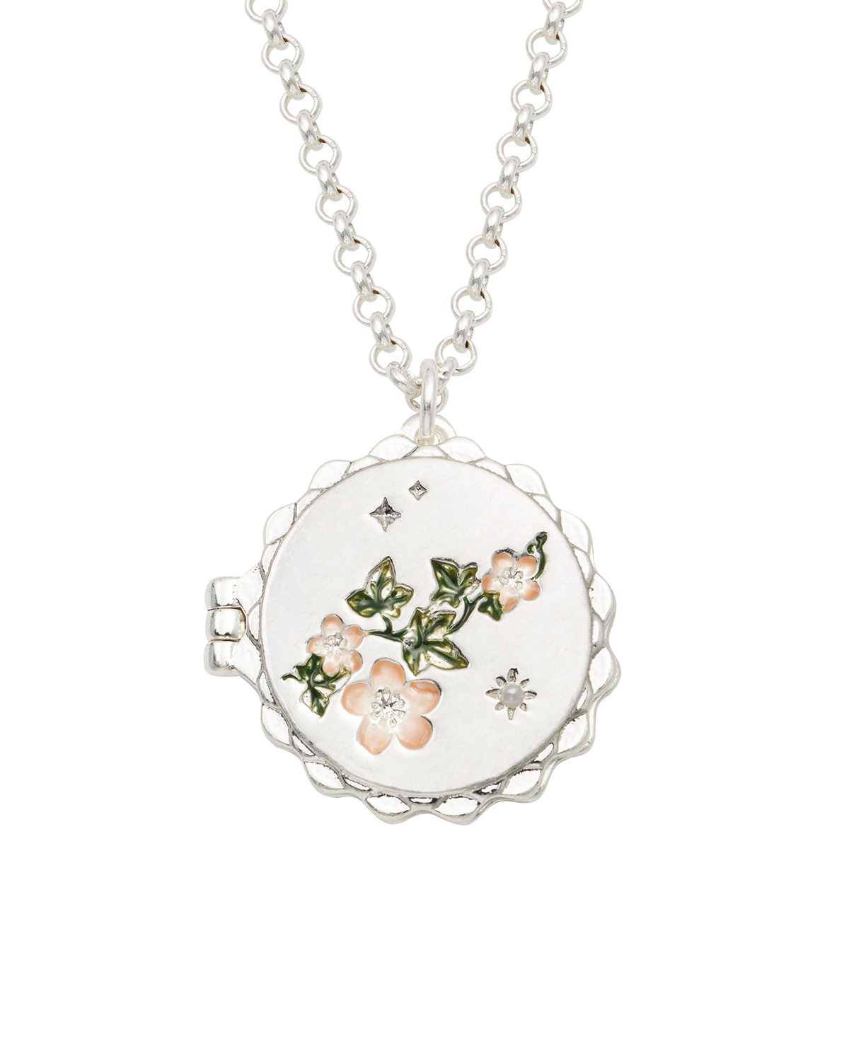 fable-england-ivy-blossom-medaillonkette-silber-mit-efeu image 1