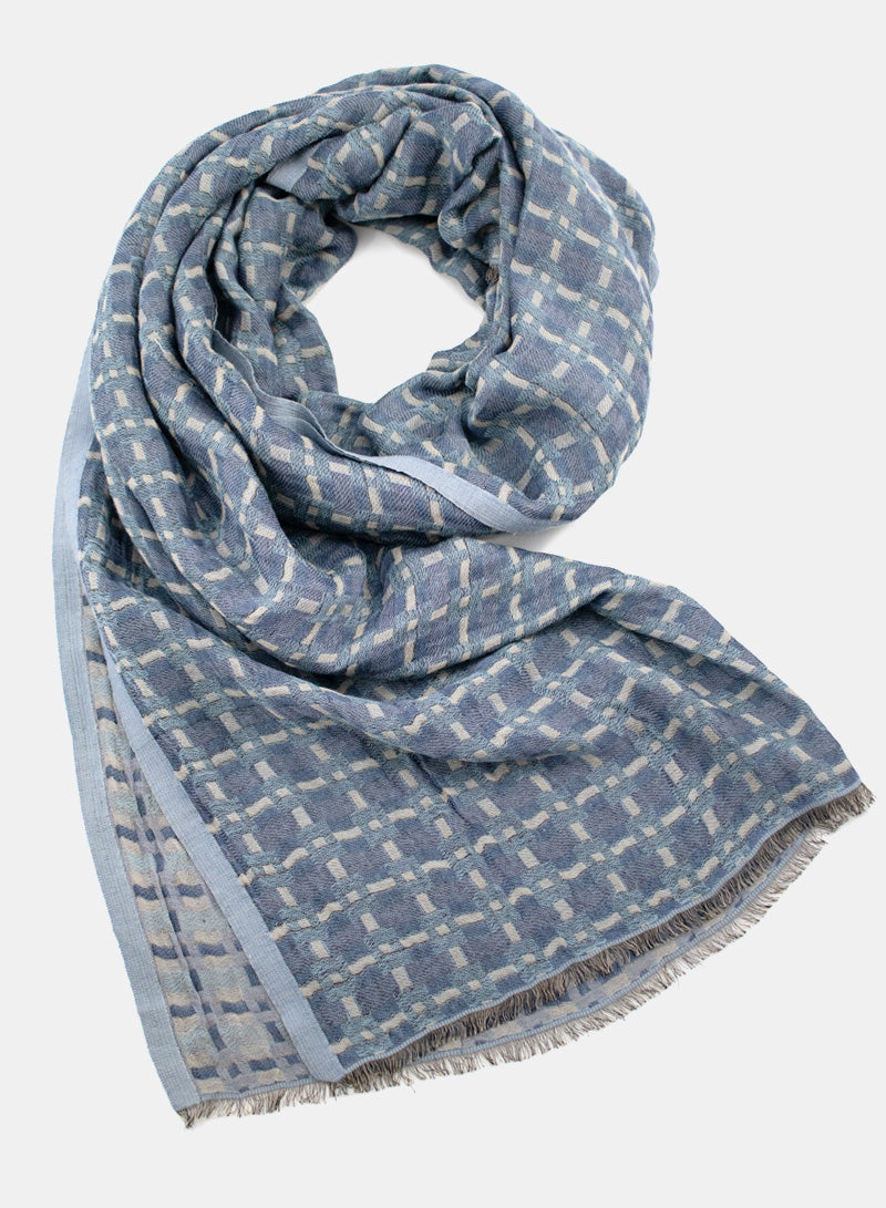 djian-katinka-schal-baumwolle-blau-karo-70x180-cm image 1