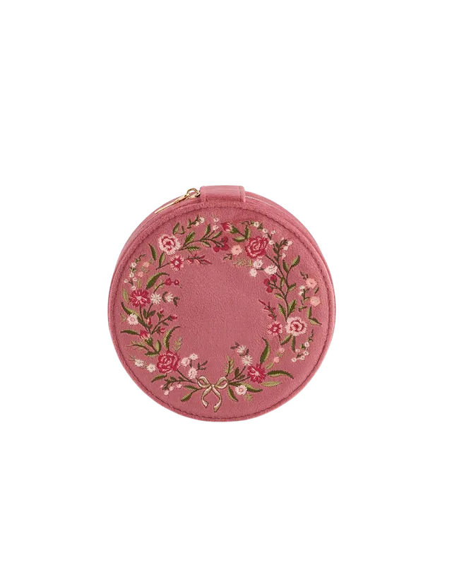 fable-england-floral-wreath-schmuckk-stchen-rosa-samt-bestickt image 1