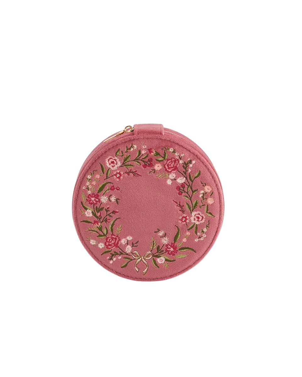 fable-england-floral-wreath-schmuckk-stchen-rosa-samt-bestickt image 1